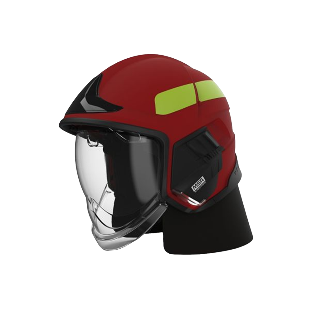 MSA Cairns XF1 helmet, visor, ear laps, clear f/shield, light mod